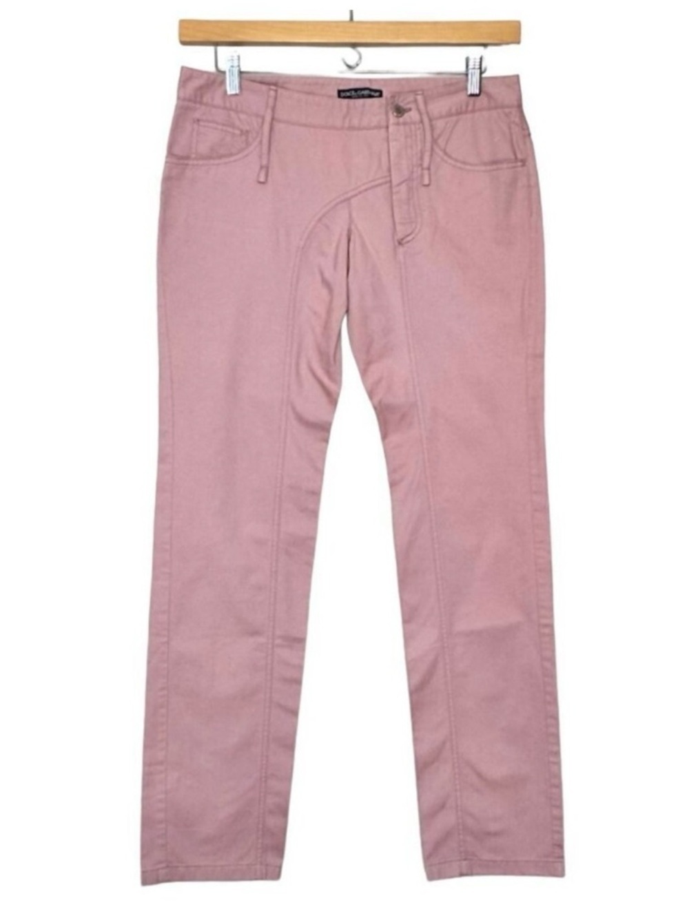 Authentic Dolce & Gabbana Straight Leg Pants Sz 8 Pink Cotton Med Rise Summer